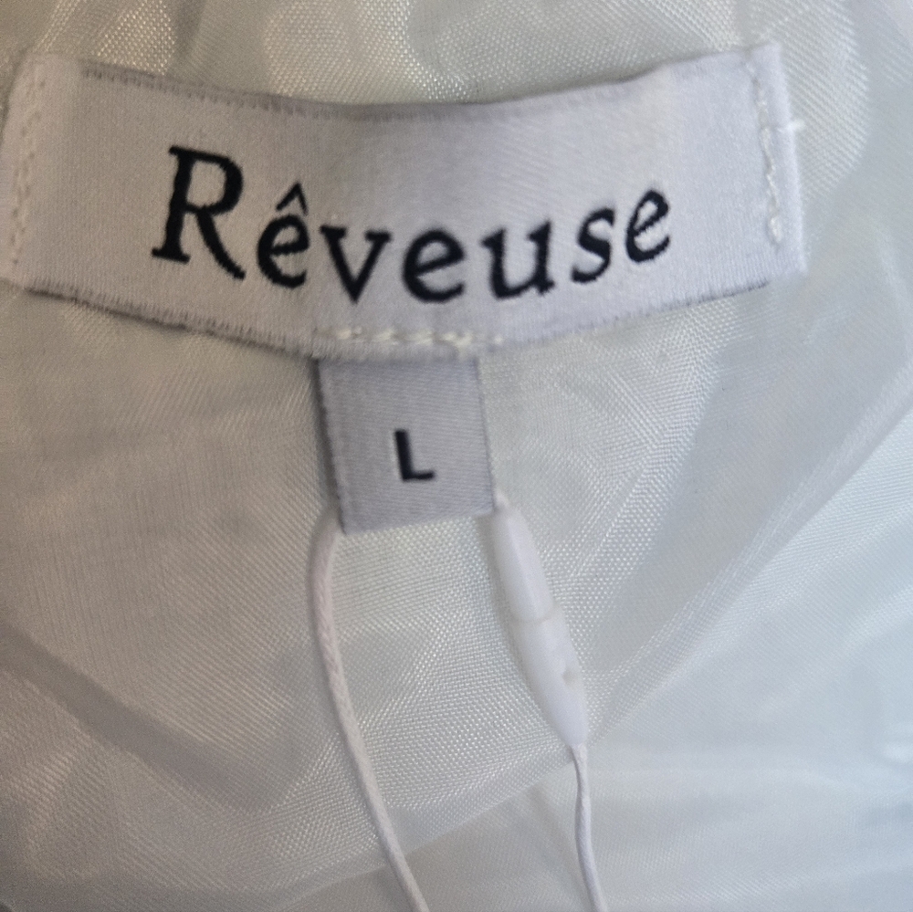 NWT, Reveuse, White Double-Breasted Dress, Sz. L - Picture 5 of 10